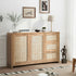 Buffet Sideboard Cabinet Rattan 3 Drawer Hallway Table