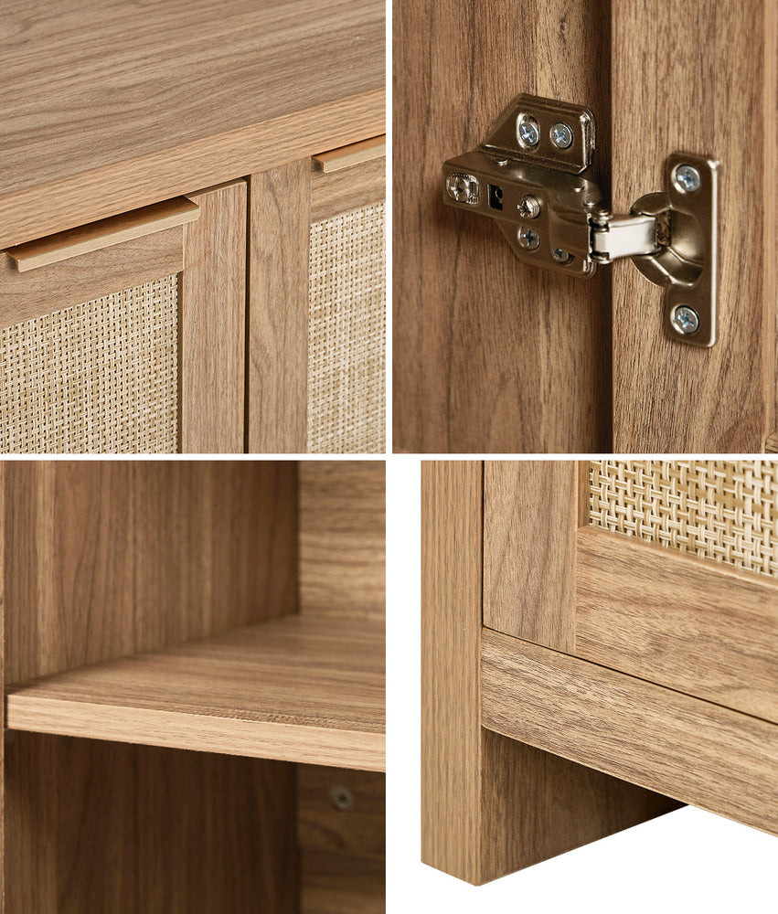 Buffet Sideboard Cabinet Rattan 3 Drawer Hallway Table