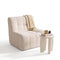 Single Boneless Sofa and Round End Table Set, White, 150kg Load