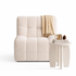 Single Boneless Sofa and Round End Table Set, White, 150kg Load