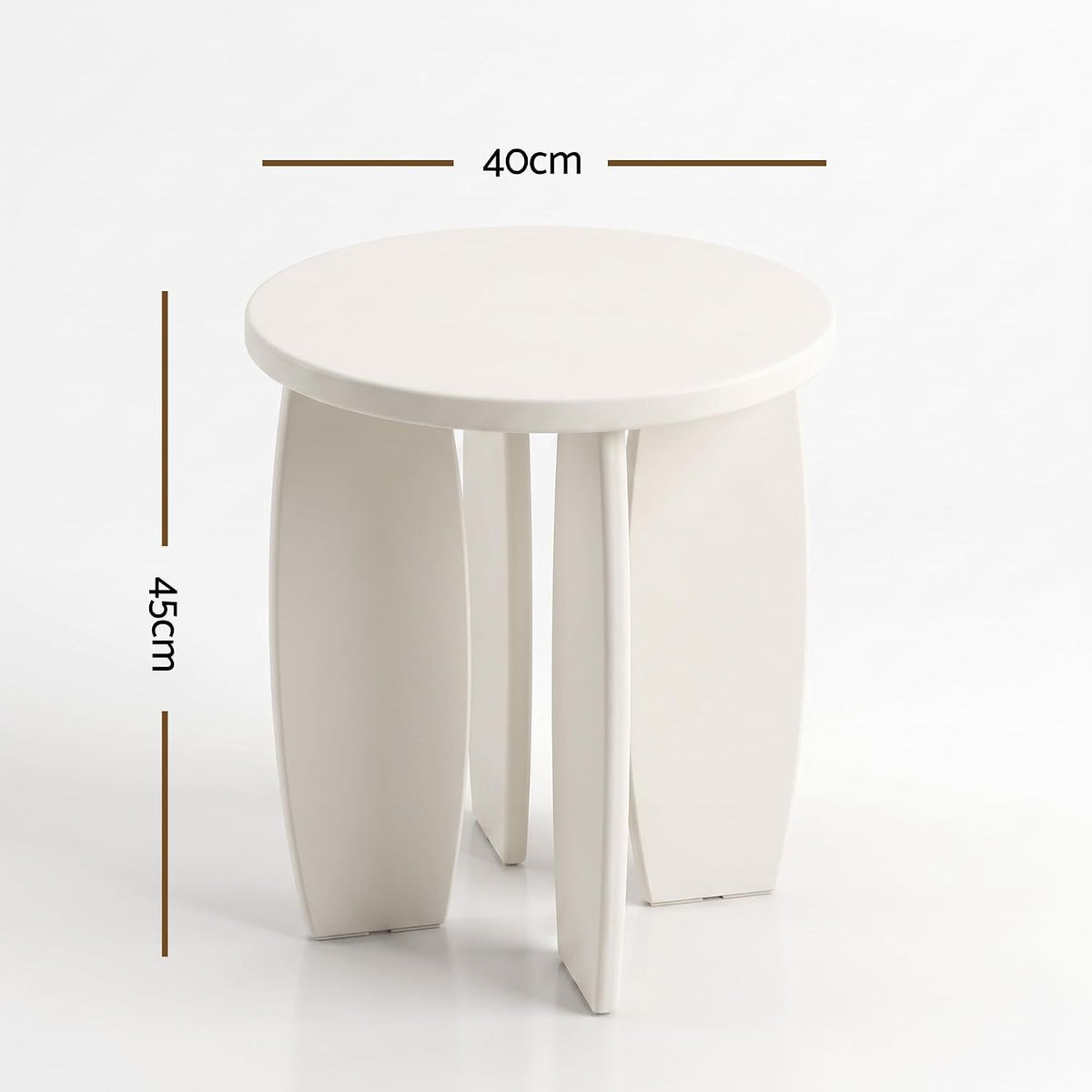 Single Boneless Sofa and Round End Table Set, White, 150kg Load