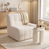 Single Boneless Sofa and Round End Table Set, White, 150kg Load
