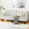 3 Seater Sofa Bed Beige Tufted Linen Convertible Sleeper Couch SERENA 300KG