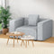 Modular Sofa 1 Seater Chaise Lounge Grey Linen Fabric