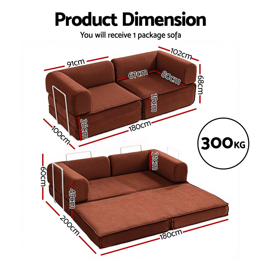 Convertible Folding Sofa Bed Orange