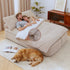 Convertible Corduroy Sofa Bed 30D Foam Sleeper Couch Beige