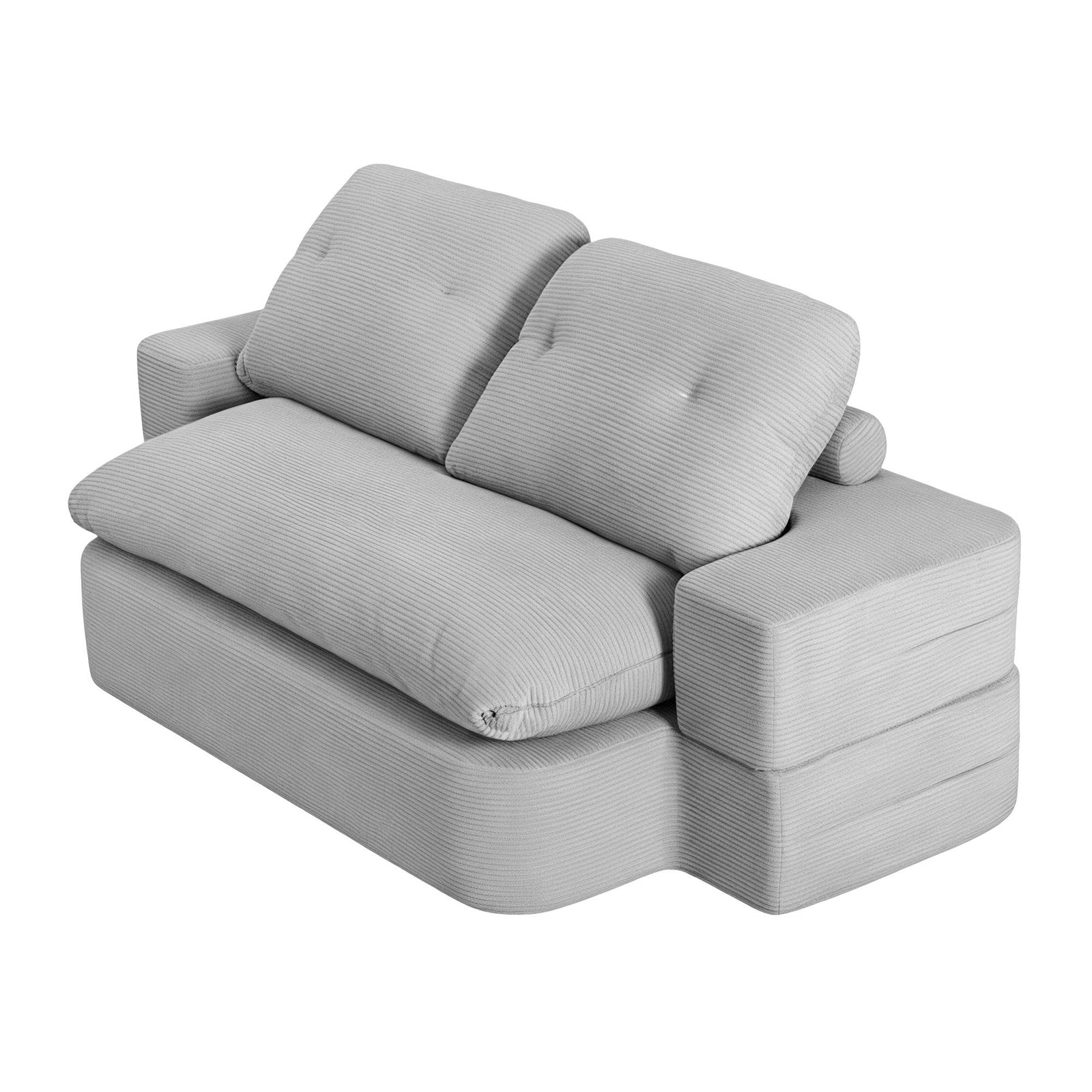 Convertible Corduroy Sofa Bed 30D Foam Sleeper Couch Grey