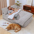 Convertible Corduroy Sofa Bed 30D Foam Sleeper Couch Grey