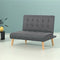 Single Recliner Sofa Bed Faux Linen Lounge Chair Dark Grey