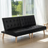 Sofa Bed Couch 2 Seater Lounge Fabric Black