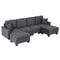 Modular Sectional Sofa – Storage, Movable Ottomans, Deep Seating, Faux Linen