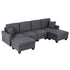 Modular Sectional Sofa – Storage, Movable Ottomans, Deep Seating, Faux Linen