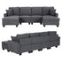 Modular Sectional Sofa – Storage, Movable Ottomans, Deep Seating, Faux Linen