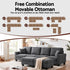 Modular Sectional Sofa – Storage, Movable Ottomans, Deep Seating, Faux Linen