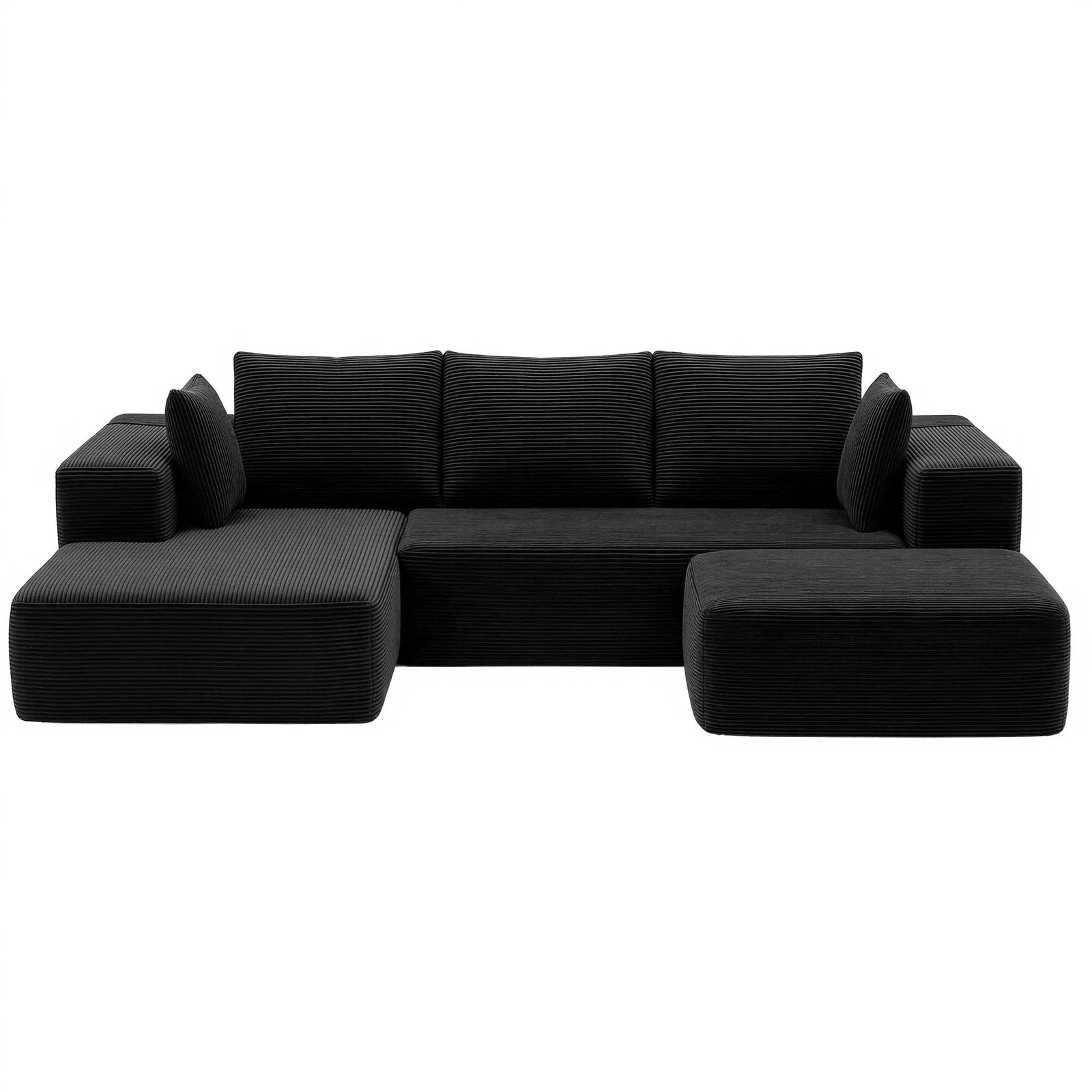 Modular Corduroy U‑Shaped Sofa – 3‑Piece Cloud Couch, No Assembly