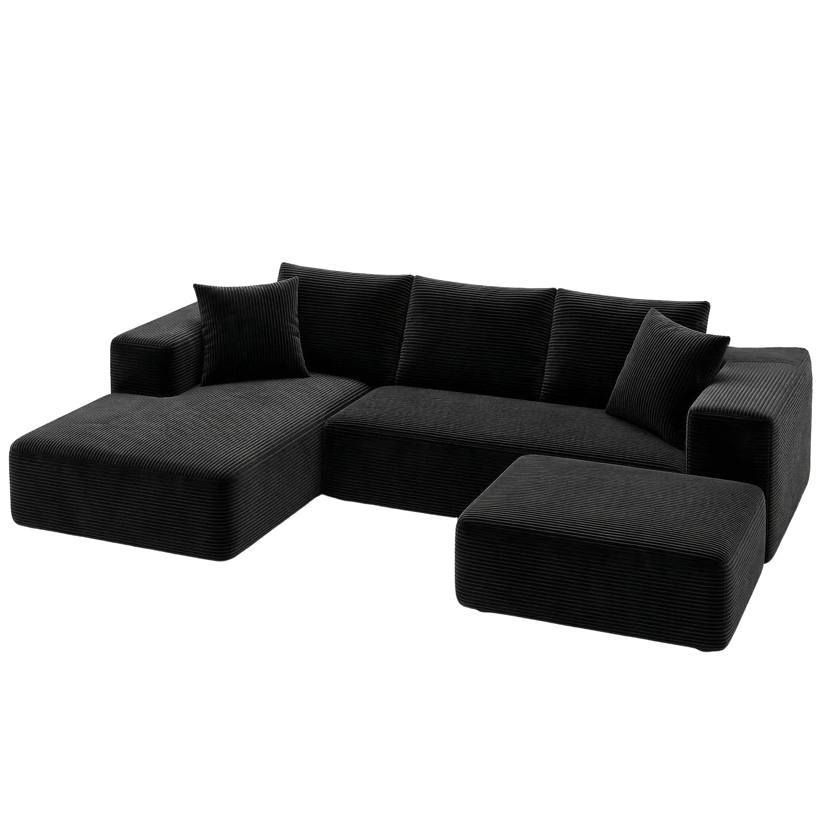 Modular Corduroy U‑Shaped Sofa – 3‑Piece Cloud Couch, No Assembly