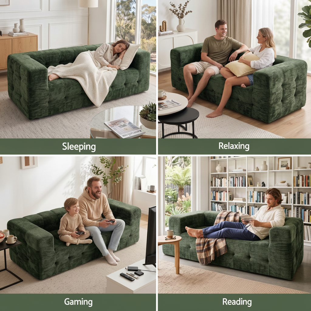 3‑Seater Sofa – Chenille, High‑Density Foam, 186cm, No‑Assembly Design