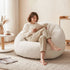 Single Small Boneless Couch Comfy Bean Bag for Living Room Faux Fur White