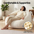 Single Small Boneless Couch Comfy Bean Bag for Living Room Faux Fur White