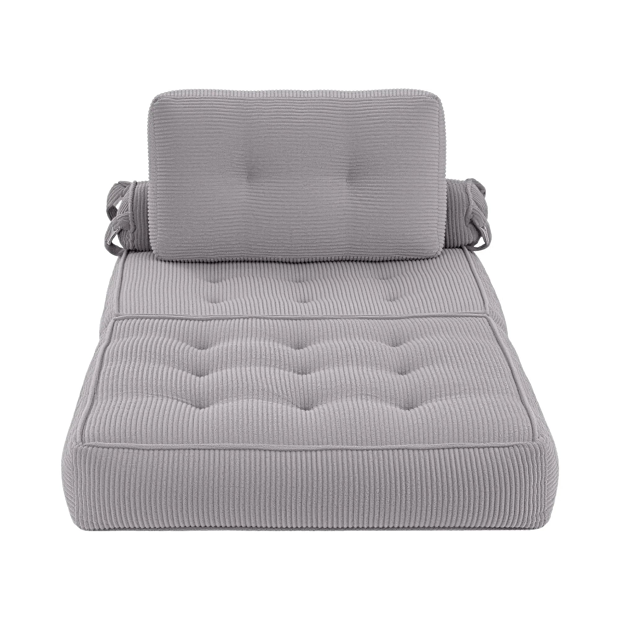 1 Seater Corduroy Convertible Sofa Bed Pull Out Boneless Couch Grey