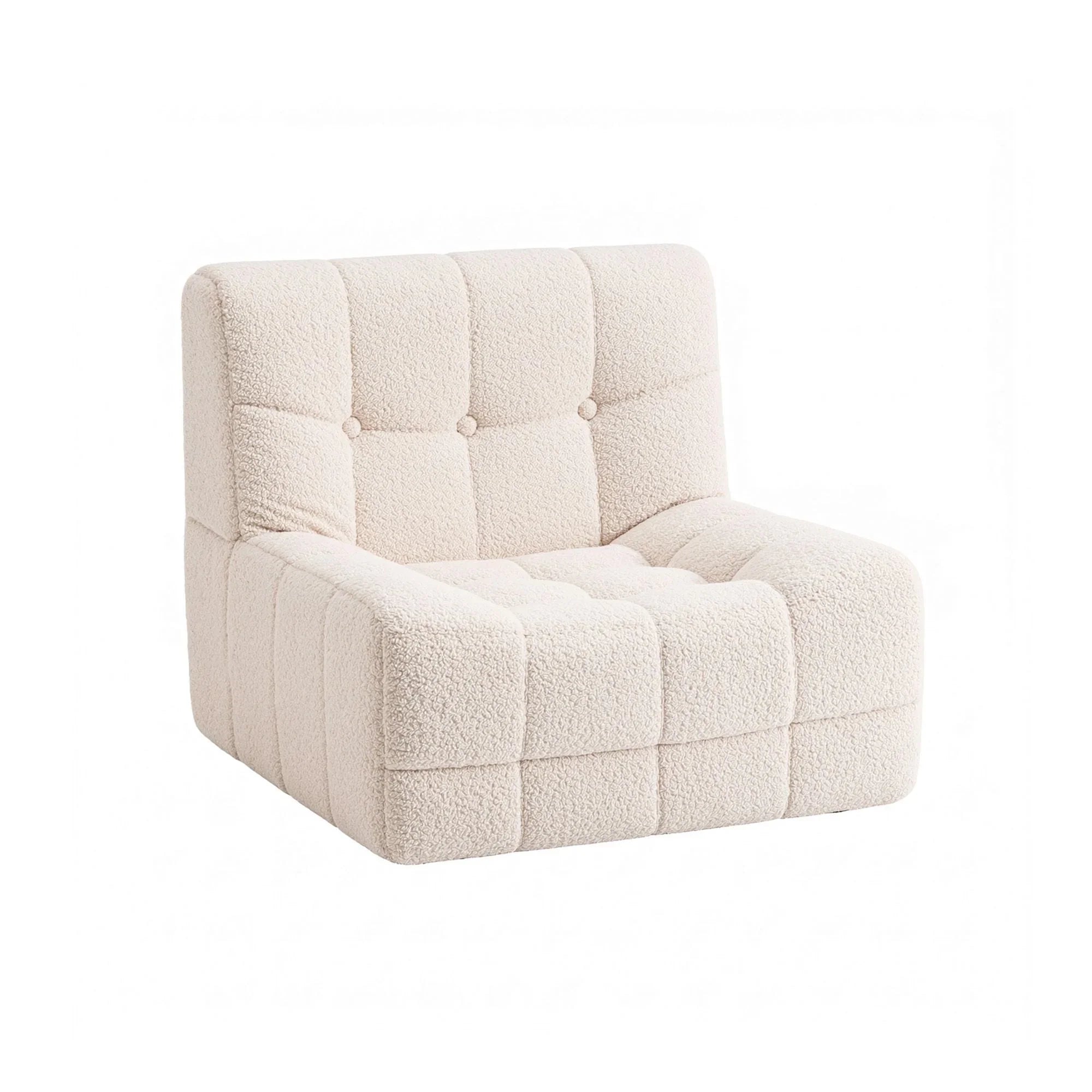 Single Small Boneless Couches for Living Room White Fabric