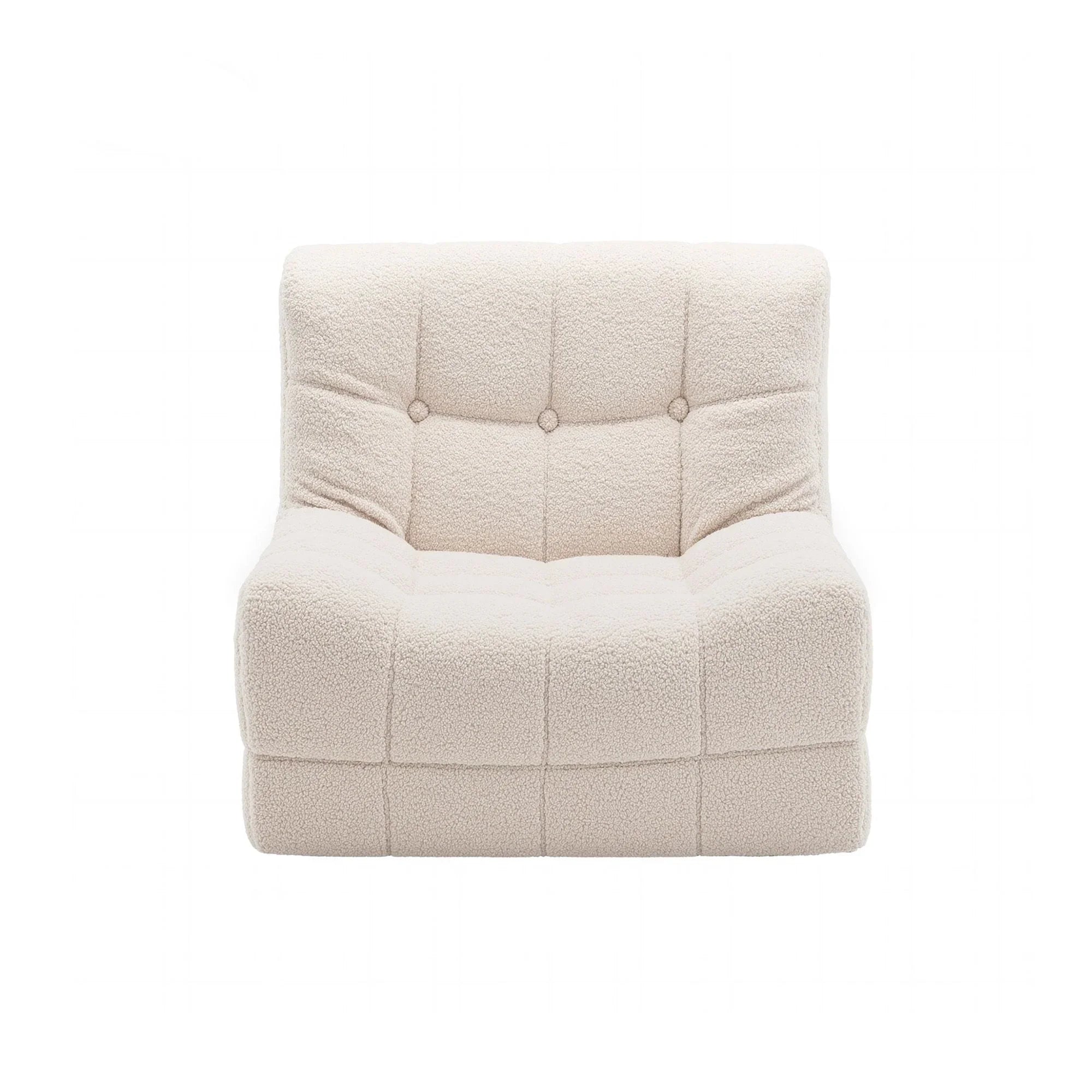Single Small Boneless Couches for Living Room White Fabric