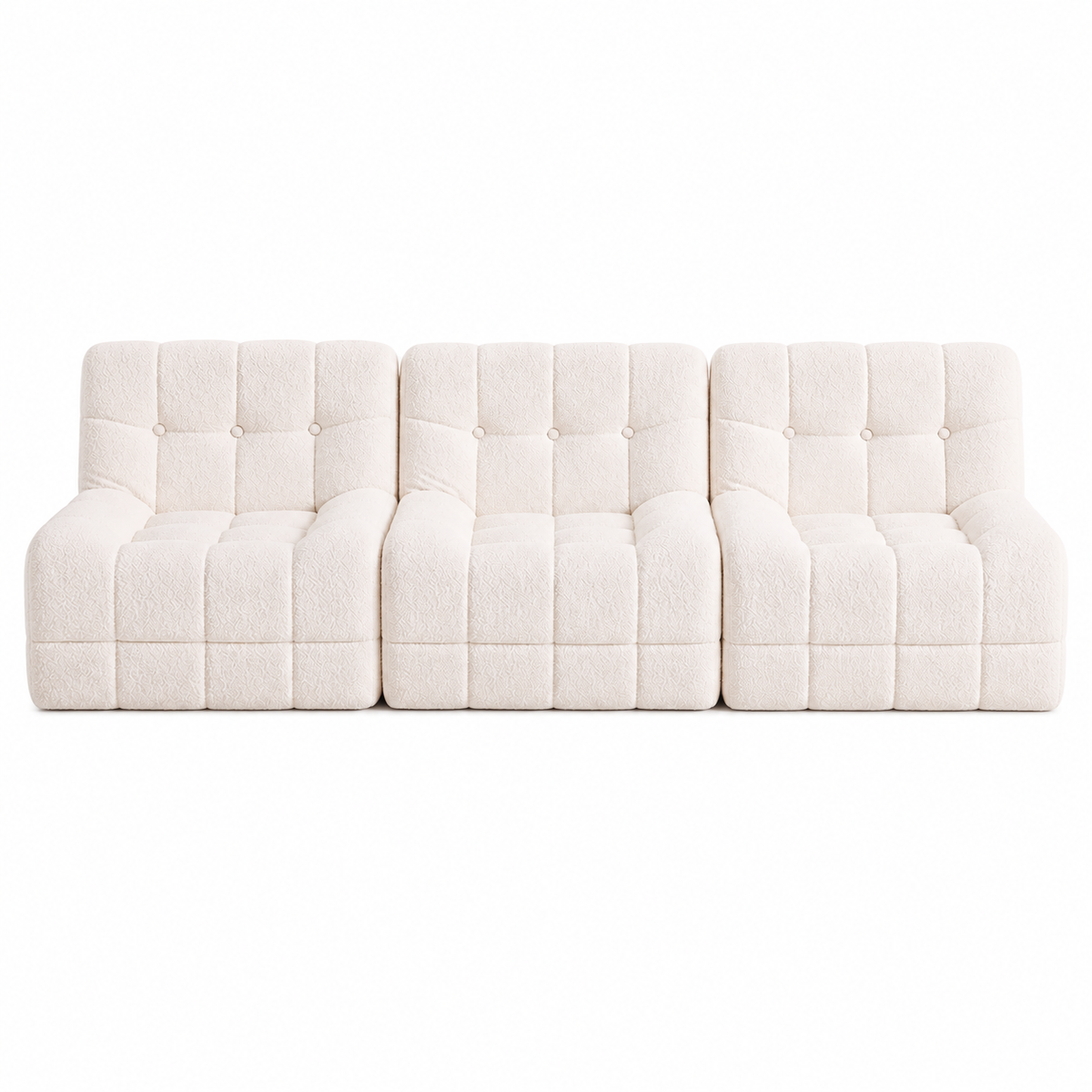 Set of 3 Sofa Modular Boneless Couches No Assembly White