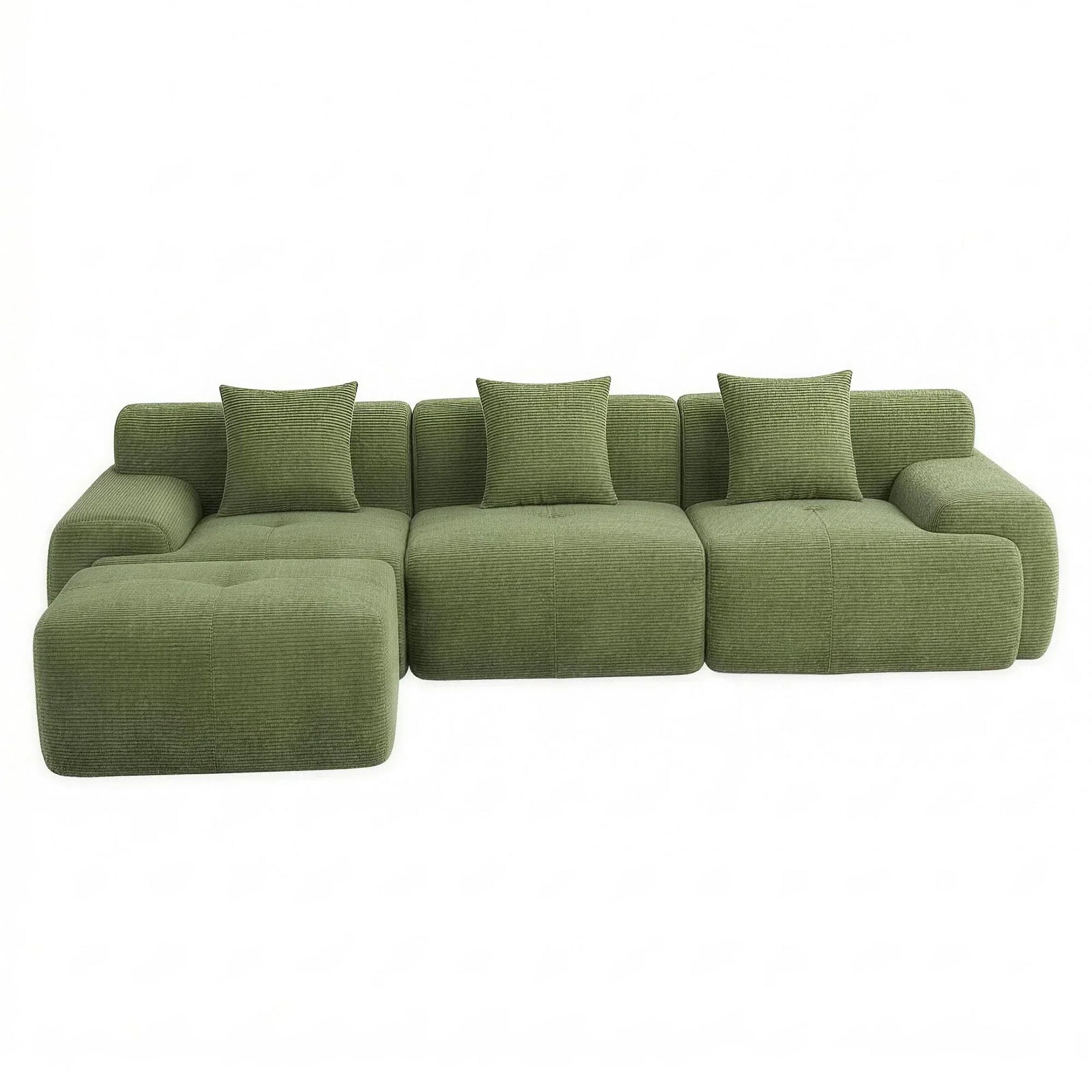 300cm Modular Sofa Bed Comfort L-Shaped Sectional Boneless Couch Green