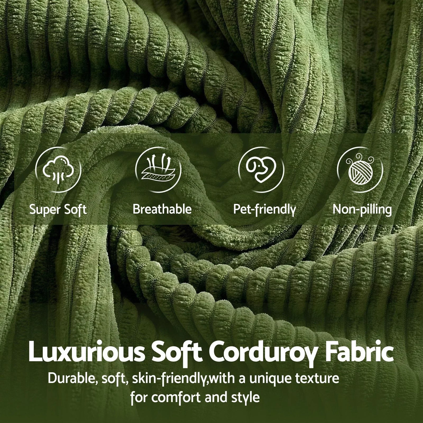 300cm Modular Sofa Bed Comfort L-Shaped Sectional Boneless Couch Green