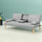 Sofa Bed 188CM Grey Faux Linen