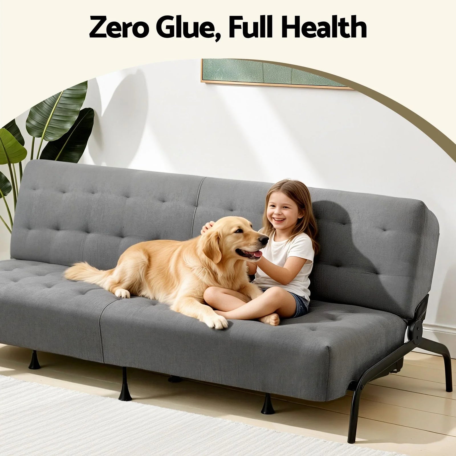 3‑Seater Sofa Bed with Innerspring Core, Adjustable Positions & Metal Frame