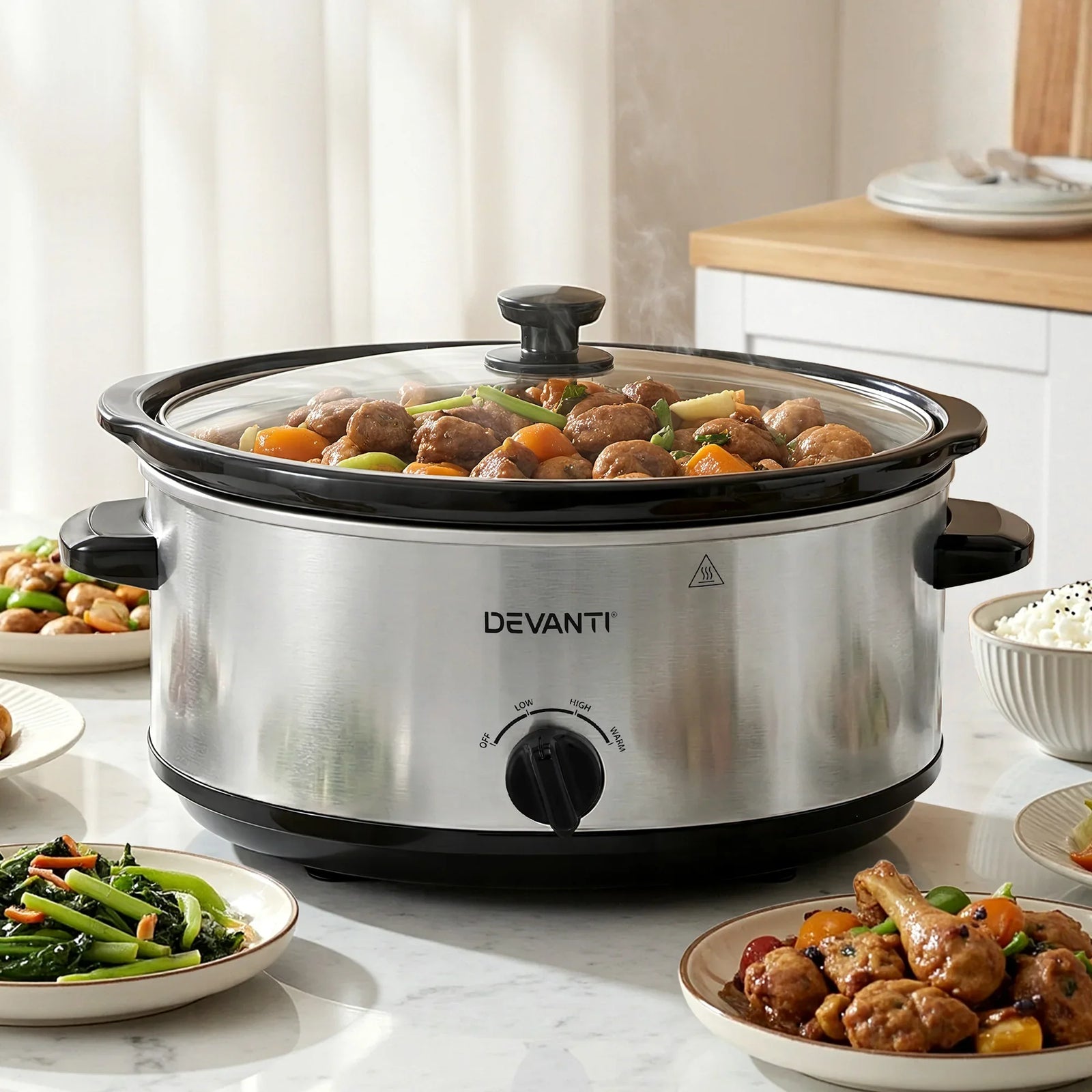 6.5L Slow Cooker Electric Multi Cooker with 3 Heat Settings and Keep Warm Function