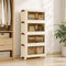 Artiss 4-Tier Foldable Storage Cabinet Stackable Box Clear Magnetic Door White