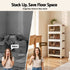 Artiss 4-Tier Foldable Storage Cabinet Stackable Box Clear Magnetic Door White