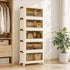 Artiss 5-Tier Foldable Storage Cabinet Stackable Box Clear Magnetic Door White