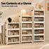 Artiss 5-Tier Foldable Storage Cabinet Stackable Box Clear Magnetic Door White