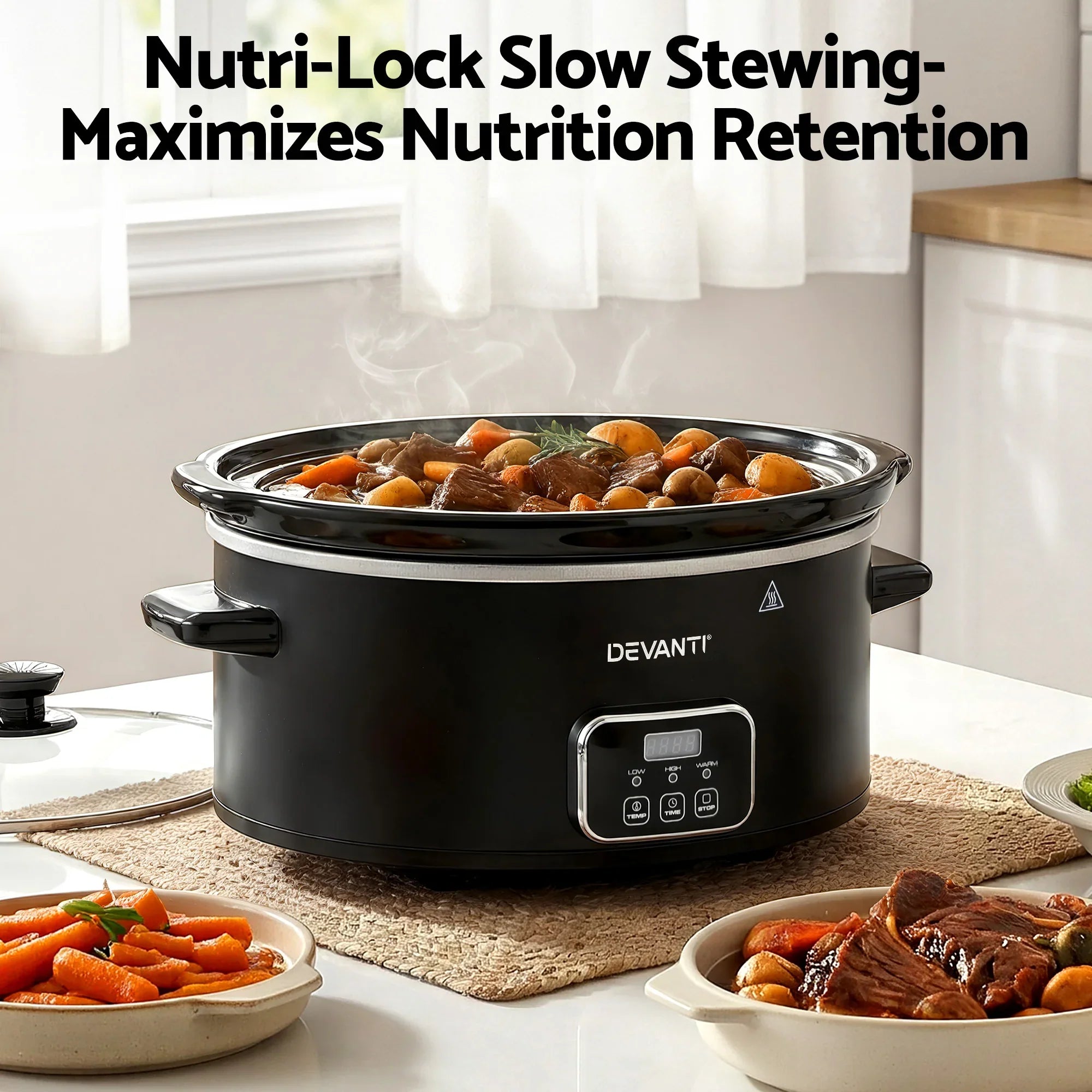 5.6L Slow Cooker Electric Multi Cooker with 3 Heat Settings and Keep Warm Function