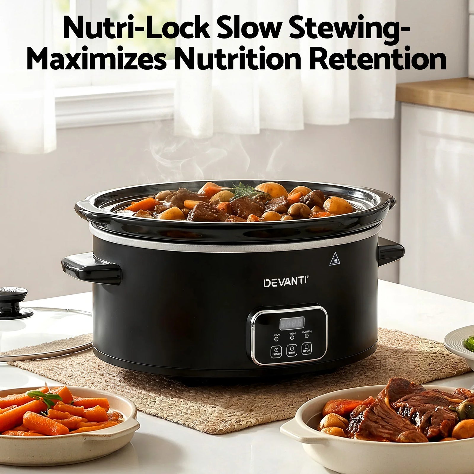 5.6L Slow Cooker Electric Multi Cooker with 3 Heat Settings and Keep Warm Function