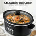 5.6L Slow Cooker Electric Multi Cooker with 3 Heat Settings and Keep Warm Function