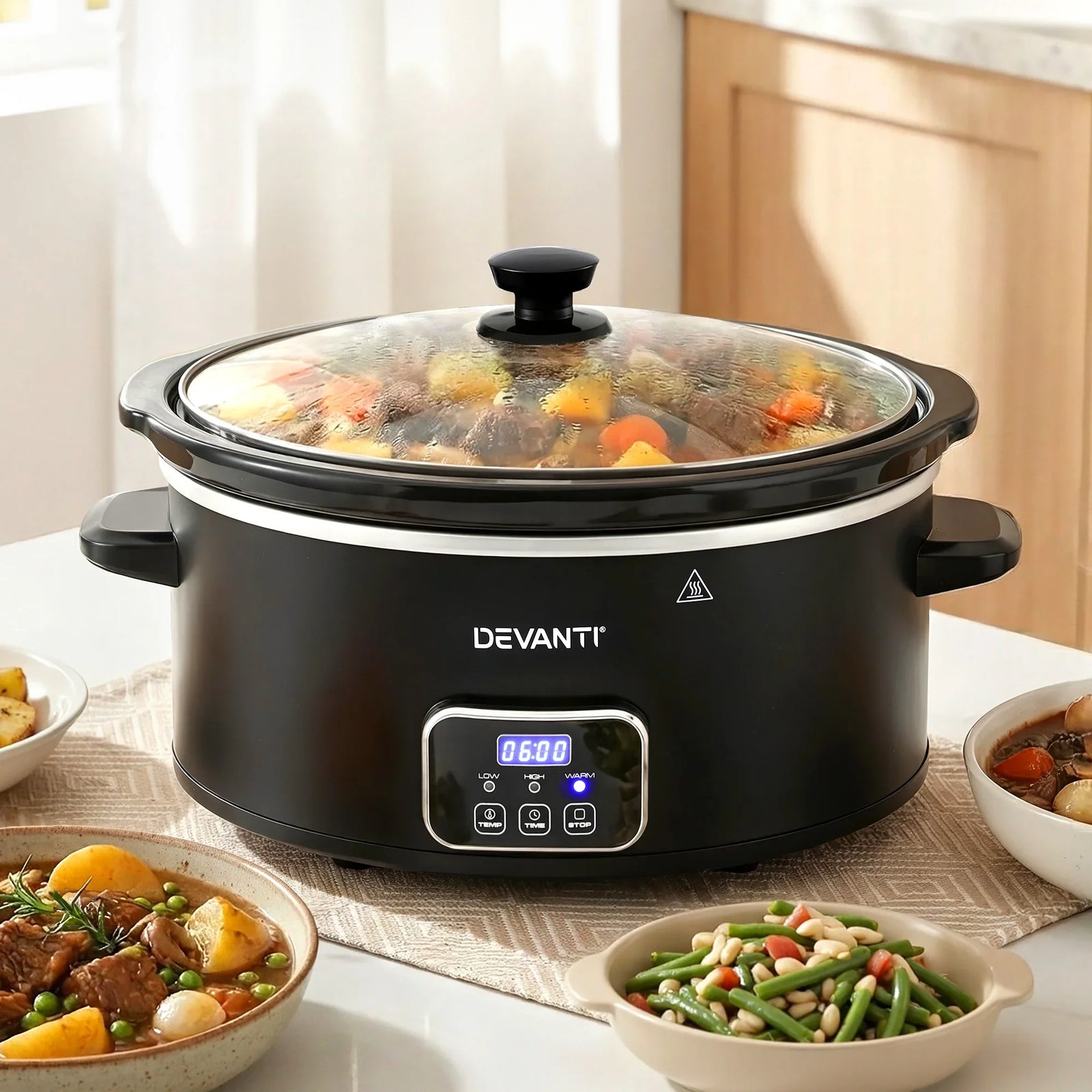 5.6L Slow Cooker Electric Multi Cooker with 3 Heat Settings and Keep Warm Function