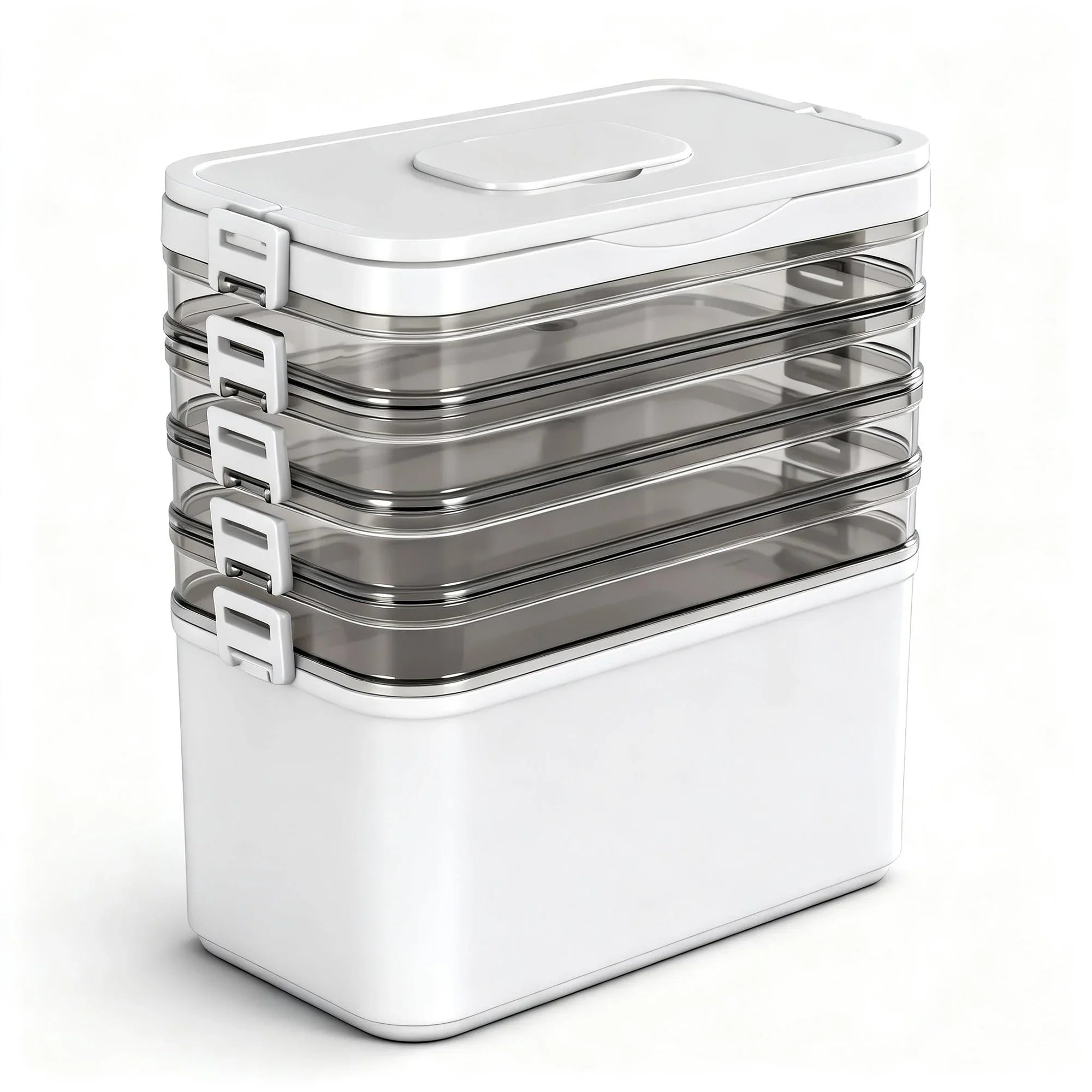 5 Tier Portable Storage Box Detachable with Handles Plastic Clear