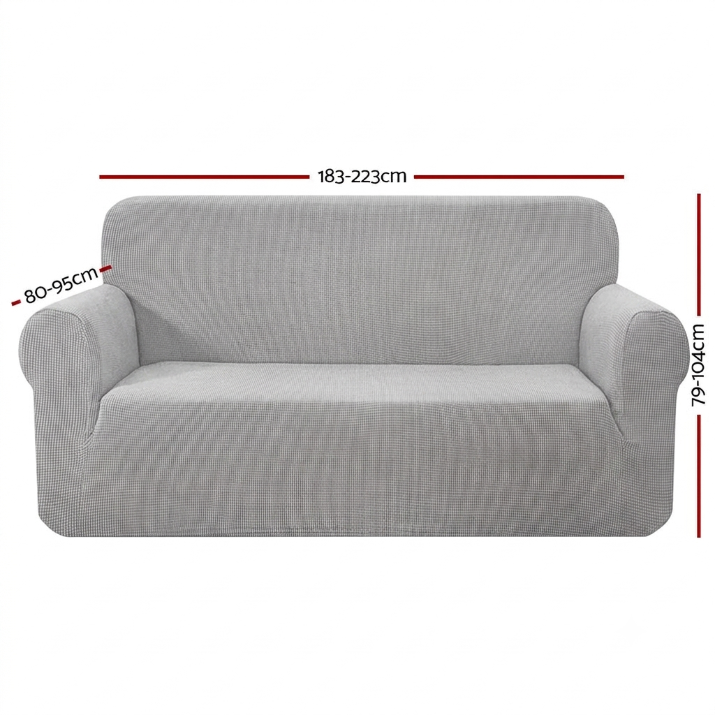 Artiss Polar Fleece 3‑Seater Sofa Cover with Stretch Fit & Anti‑Slip Design – Grey