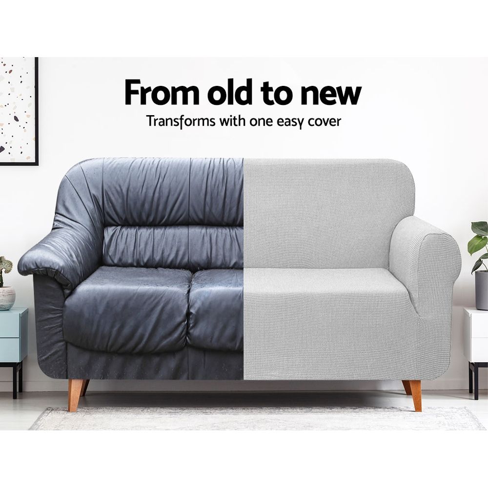 Artiss Polar Fleece 3‑Seater Sofa Cover with Stretch Fit & Anti‑Slip Design – Grey
