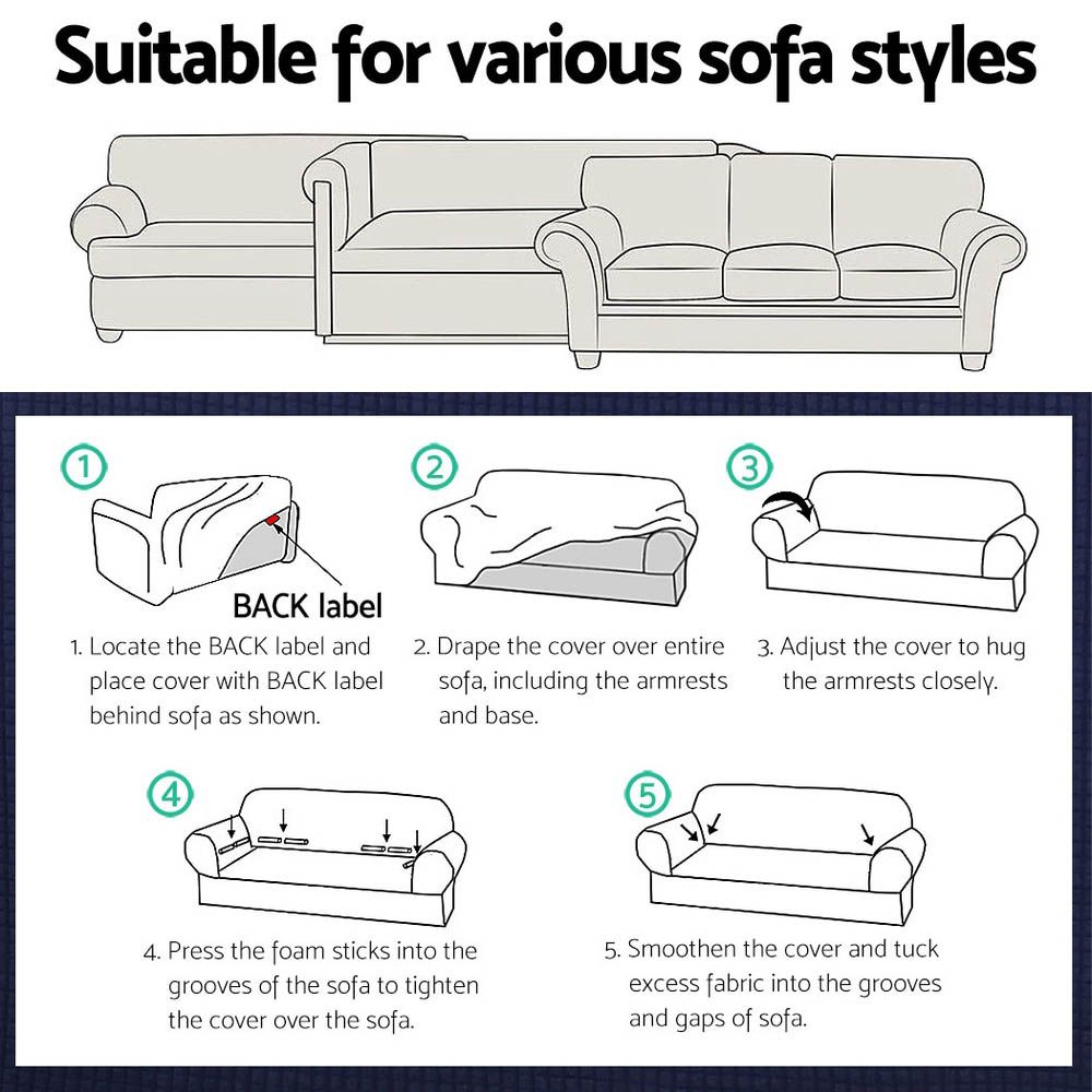 Artiss Polar Fleece 3‑Seater Sofa Cover with Stretch Fit & Anti‑Slip Design – Grey