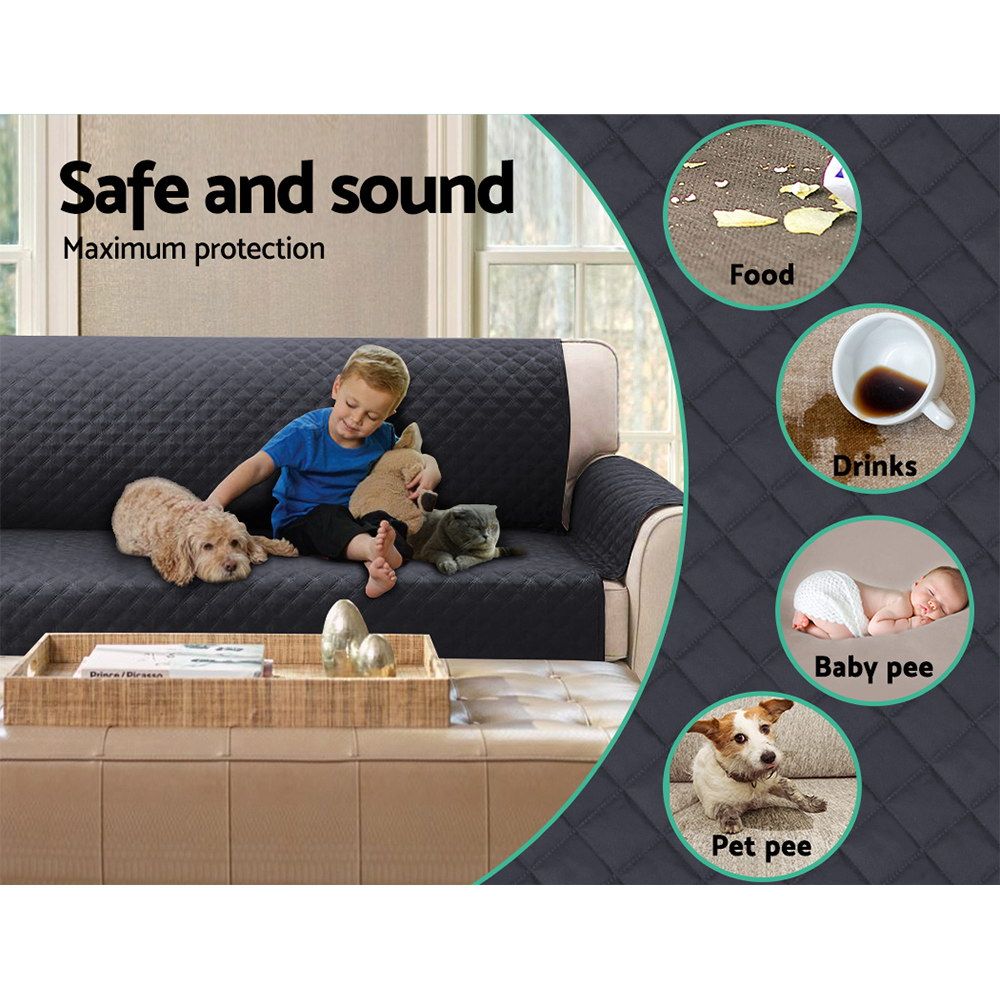 Sofa Cover Couch Covers 4 Seater Easy to Clean Dark Grey