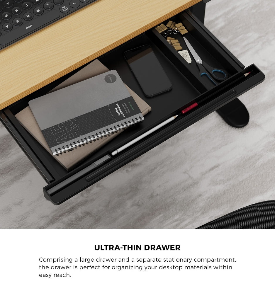 120CM Electric Standing Desk with Drawer Height Adjustable Black & Oak