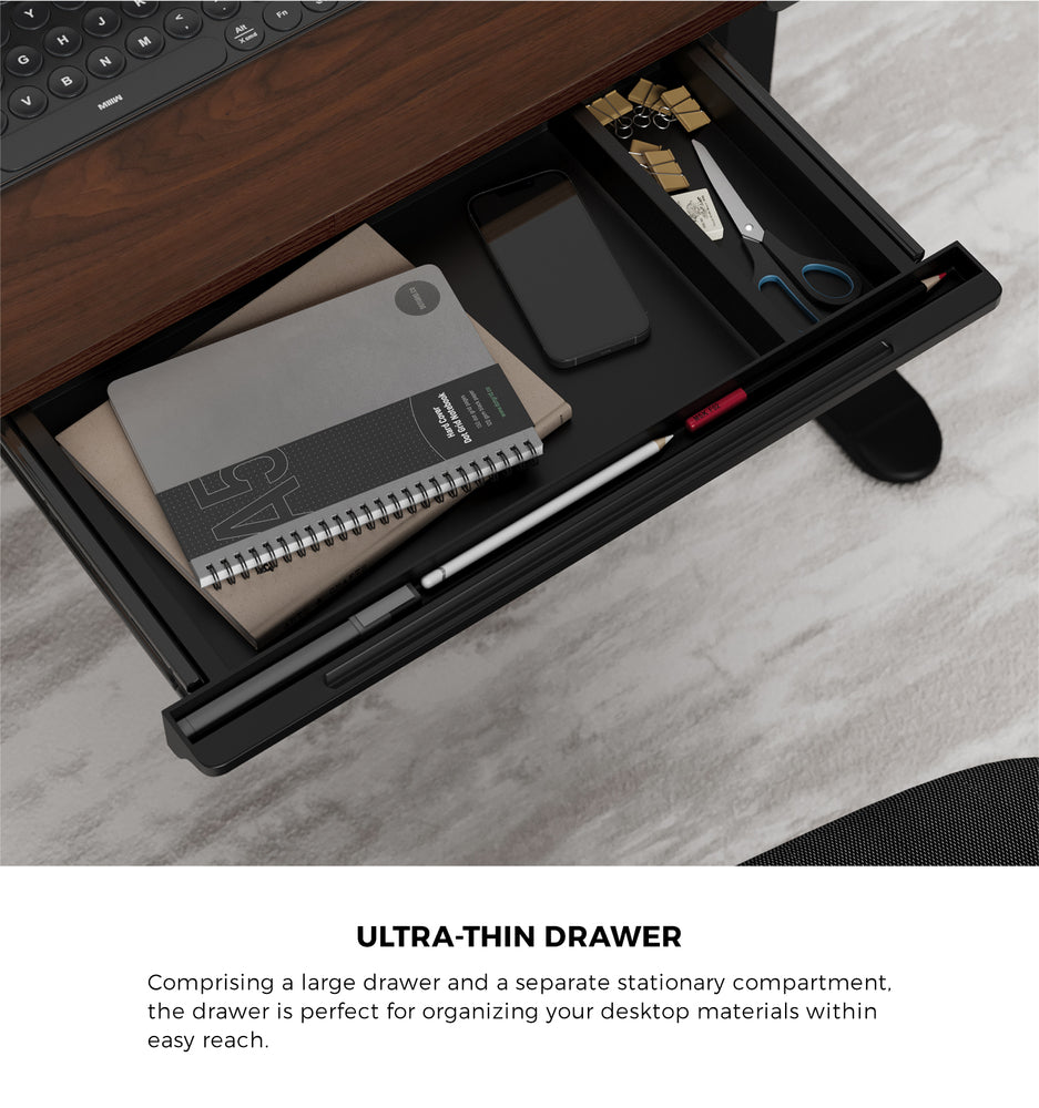 120cm Electric Standing Desk With Drawer Adjustable Black