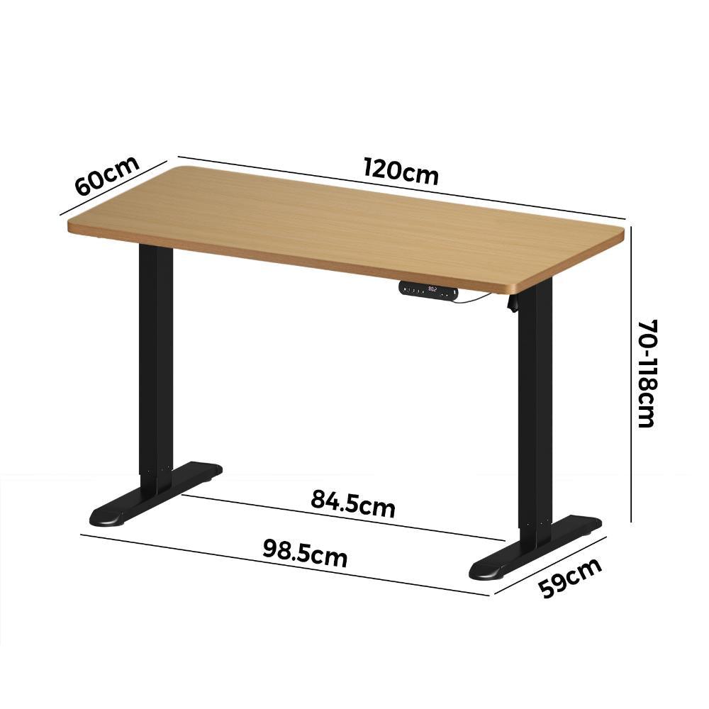 120CM Electric Standing Desk Single Motor Black&Oak