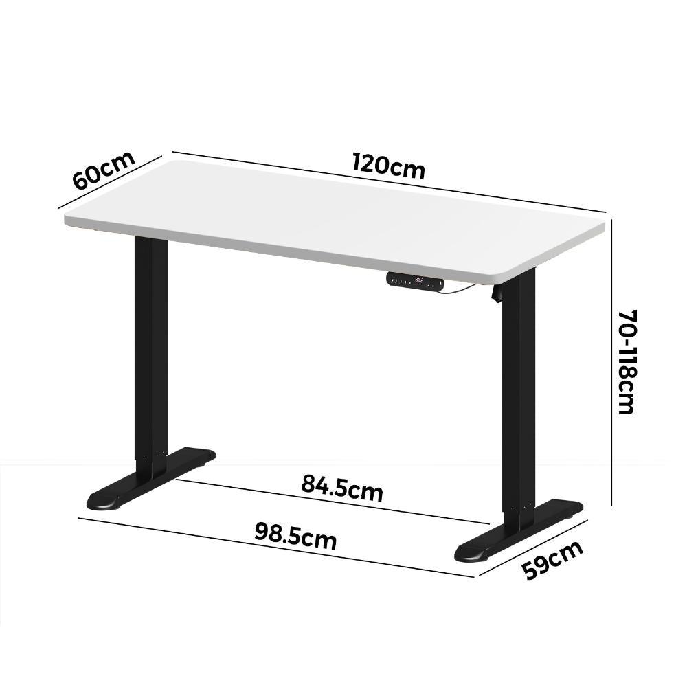 120CM Electric Standing Desk Single Motor Black&White