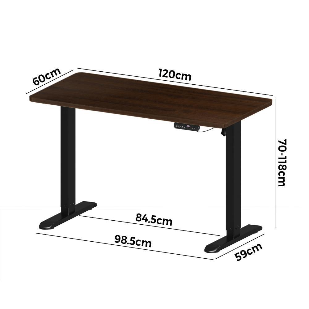120CM Electric Standing Desk Single Motor Black&Walnut